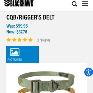 Nwot Men’s Blackhawk Tactical CQB/Riggers Belt